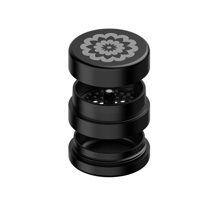 flower mill grinder 2.5in next gen standard grinder 3pc black separated
