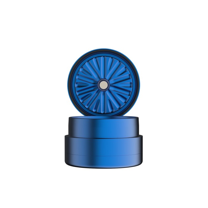 flower mill grinder 2.5in next gen standard grinder 3pc blue front open