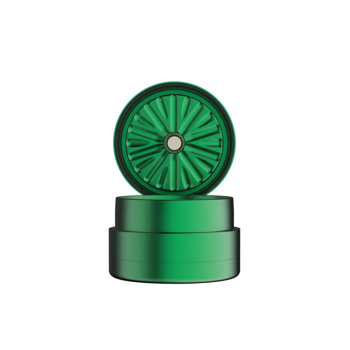 flower mill grinder 2.5in next gen standard grinder 3pc green front open